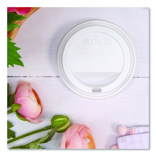 Solo Traveler Sip Through Lids for ThermoGuard Hot Cups, Fits 12 oz to 24 oz Hot Cups, Plastic, White, 1,200/Carton
