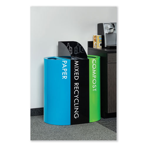 Mixx Recycling Center Rectangular Receptacle, 29 gal, Steel, Green