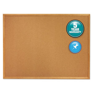 Classic Series Cork Bulletin Board, 36" x 24", Tan Surface, Oak Finished Fiberboard (MDF) Frame