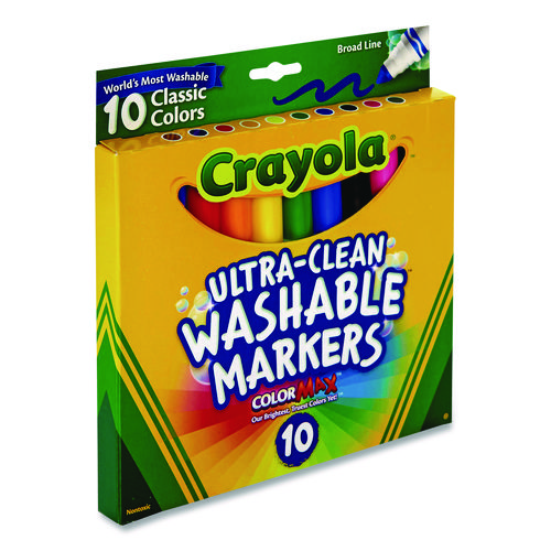 Ultra-Clean Washable Markers, Broad Bullet Tip, Assorted Colors, 10/Pack
