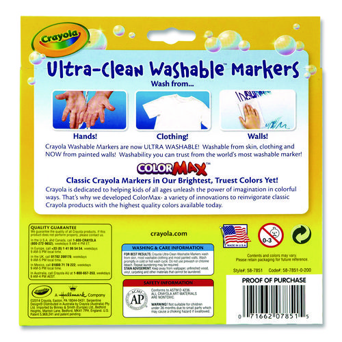 Ultra-Clean Washable Markers, Broad Bullet Tip, Assorted Colors, 10/Pack