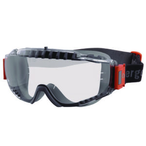 Skullerz MODI OTG Anti-Scratch and Enhanced Anti-Fog Safety Goggles with Elastic Strap, Clear Lens