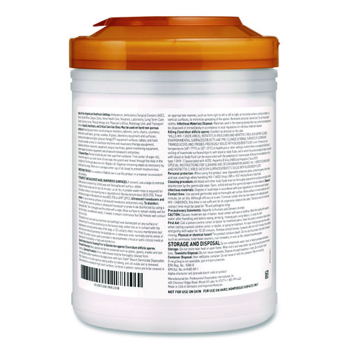 Sani-Cloth Bleach Germicidal Disposable Wipes, 1-Ply, 6 x 5, Unscented, White, 160/Canister, 12 Canisters/Carton