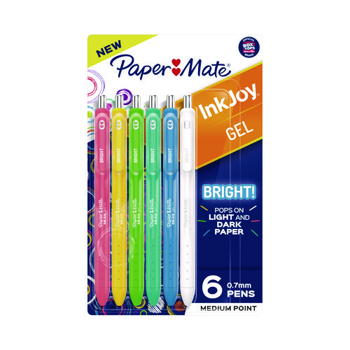 Paper Mate Inkjoy Gel Bright! Pens, Medium Point (0.7mm)