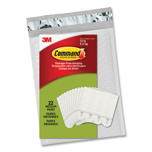 Picture Hanging Strips, Removable, Holds Up to 3 lbs per Pair, Medium, 0.63 x 2.75, White, 22 Pairs/Pack