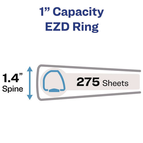 Heavy-Duty Non-View Binder with DuraHinge and One Touch EZD Rings, 3 Rings, 1" Capacity, 11 x 8.5, Red - Image 2