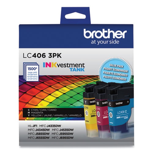 Brother INKvestment LC4063PK Original Standard Yield Inkjet Ink Cartridge - Cyan, Magenta, Yellow - 1.0 Each