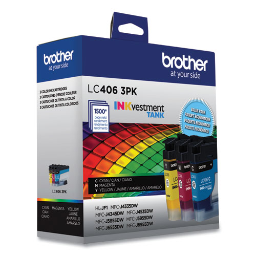 Brother INKvestment LC4063PK Original Standard Yield Inkjet Ink Cartridge - Cyan, Magenta, Yellow - 1.0 Each