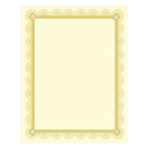 Premium Certificates, 8.5 x 11, Ivory/Gold with Spiro Gold Foil Border,15/Pack