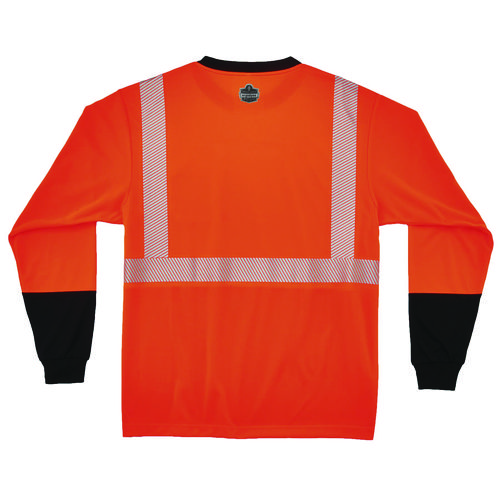 GloWear 8281BK Class 2 Long Sleeve Shirt with Black Bottom, 3X-Large Long, Orange