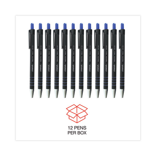 Ballpoint Pen, Retractable, Medium 1 mm, Blue Ink, Blue Barrel, Dozen