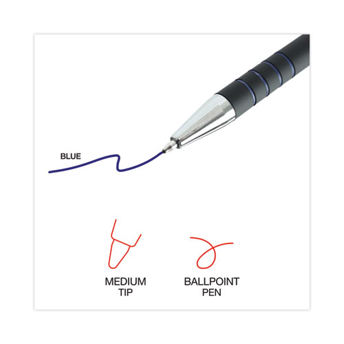 Ballpoint Pen, Retractable, Medium 1 mm, Blue Ink, Blue Barrel, Dozen
