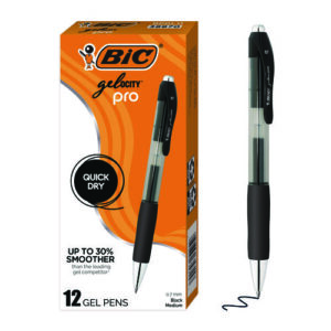 Gel-ocity Pro Quick Dry Gel Pen, Retractable, Medium 0.7 mm, Black Ink, Black/Clear Barrel, 12/Pack
