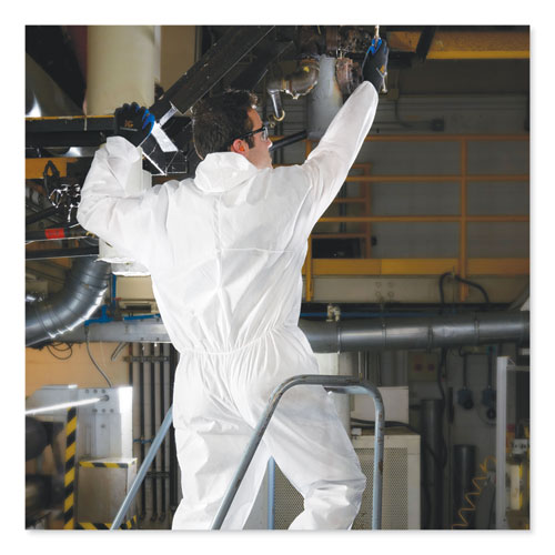 A30 Elastic-Back and Cuff Hooded Coveralls, X-Large, White, 25/Carton