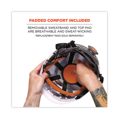 Skullerz 8974V Class E Safety Helmet with 8991 Visor Kit, Clear Lens, 6-Point Ratchet Suspension, White