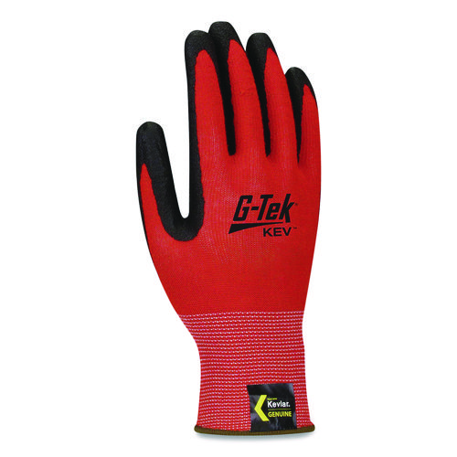 KEV Hi-Vis Seamless Knit Kevlar Gloves, 2X-Large, Red/Black