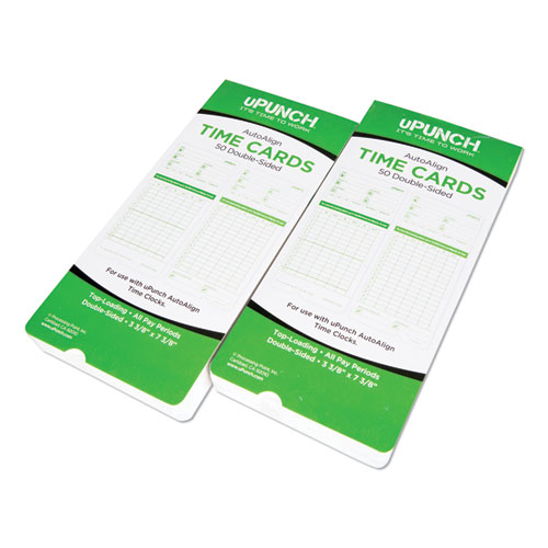 Time Clock Cards for uPunch HN1000/HN3000/HN3600, Two Sides, 7.5 x 3.5, 100/Pack