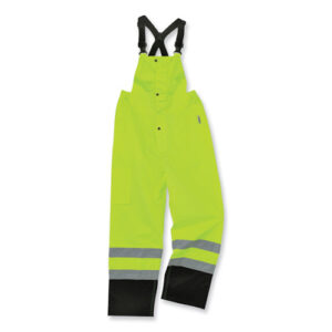 GloWear 8918BK Class E Hi-Vis Rain Bibs Black Bottom, 2X-Large, Lime