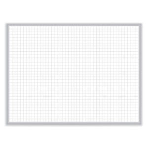 1 x 1 Grid Magnetic Whiteboard, 36" x 24", White/Gray Surface, Satin Aluminum Frame
