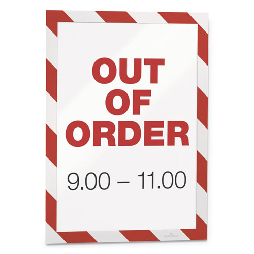 DURAFRAME Security Magnetic Sign Holder, 8.5 x 11, Red/White Frame, 2/Pack