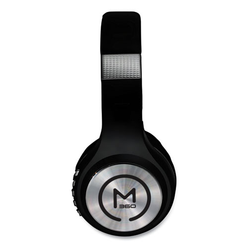 SERENITY Stereo Wireless Headphones with Microphone, 3 ft Cord, Black/Silver