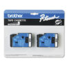 TC Tape Cartridges for P-Touch Labelers, 0.35" x 25.2 ft, White on Black, 2/Pack