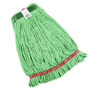 Web Foot Wet Mop Heads, Shrinkless, Cotton/Synthetic, Green, Medium
