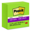 Super Sticky Pads in Energy Boost Collection Colors, 3 x 3, Limeade, 90 Sheets/Pad, 5 Pads/Pack