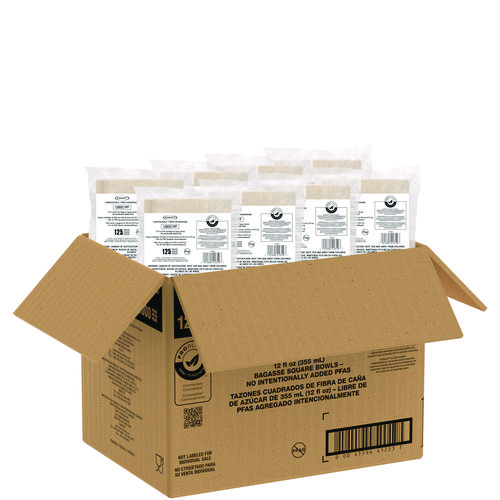 Compostable Molded Fiber Dinnerware, ProPlanet Seal, Bowl, 12 oz, Tan, 1,000/Carton