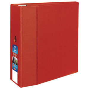 Heavy-Duty Non-View Binder with DuraHinge, Locking One Touch EZD Rings and Thumb Notch, 3 Rings, 5" Capacity, 11 x 8.5, Red