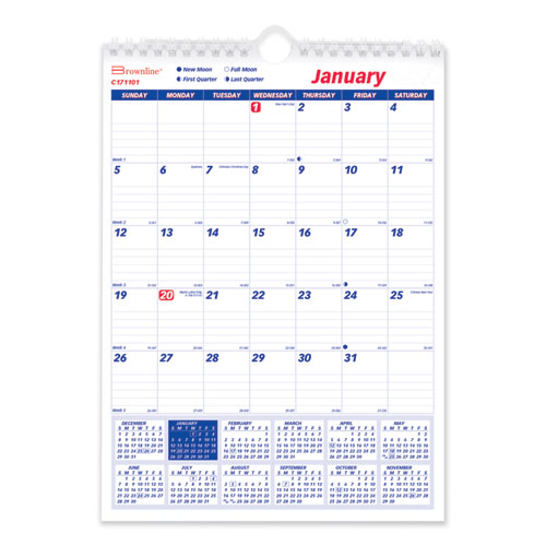 Brownline Wall Calendar Monthly 8x11" English