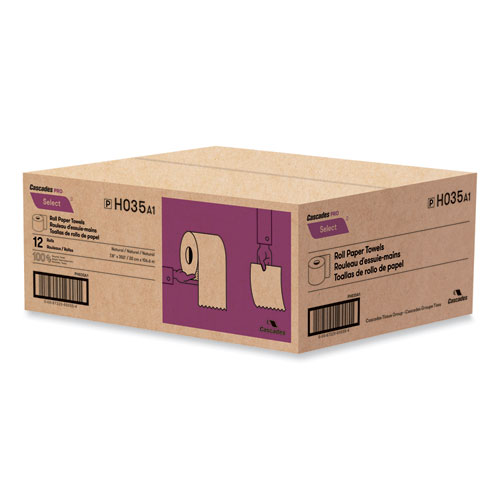 Select Hardwound Roll Towels, 1-Ply, 7.88" x 350 ft, Natural, 12 Rolls/Carton