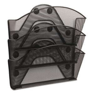 Onyx Magnetic Mesh Panel Accessories, 3 File Pocket, 13 x 4.25 x 13.5. Black