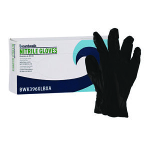 Disposable General-Purpose Powder-Free Nitrile Gloves, X-Large, Black, 4.4 mil, 100/Box