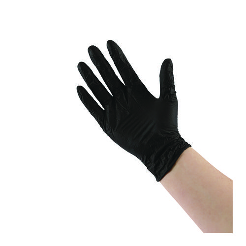 Disposable General-Purpose Powder-Free Nitrile Gloves, X-Large, Black, 4.4 mil, 100/Box