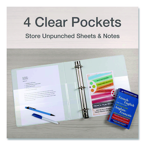 Premier Easy Open ClearVue Locking Slant-D Ring Binder, 3 Rings, 4" Capacity, 11 x 8.5, White - Image 5