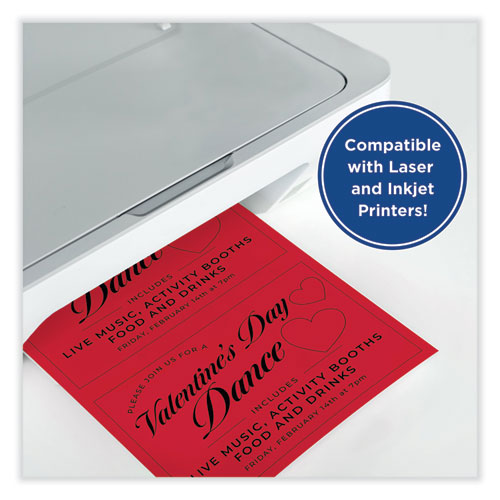 Color Cardstock, 65 lb Cover Weight, 8.5 x 11, Red, 250/Ream