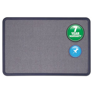 Contour Fabric Bulletin Board, 36" x 24", Light Blue Surface, Navy Blue Plastic Frame