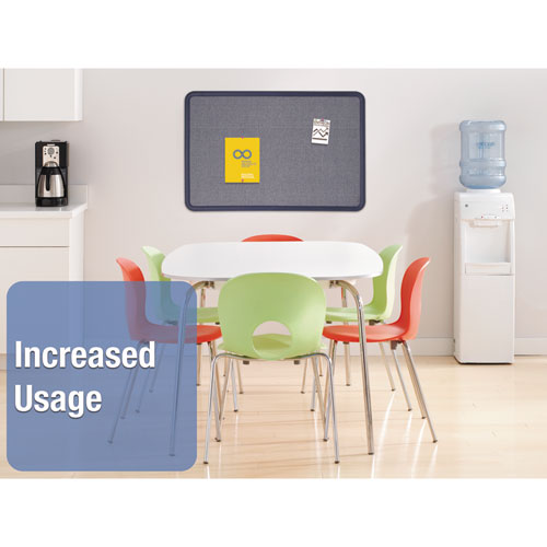 Contour Fabric Bulletin Board, 36" x 24", Light Blue Surface, Navy Blue Plastic Frame