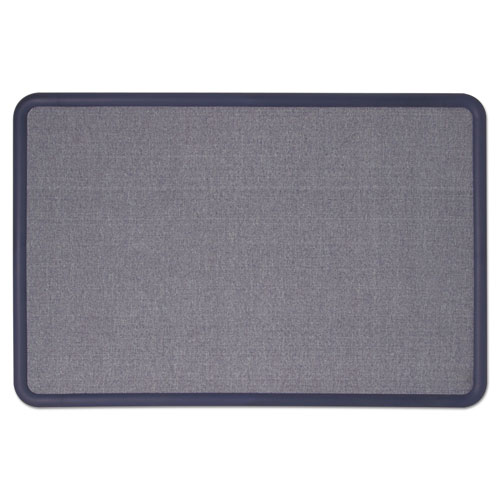 Contour Fabric Bulletin Board, 36" x 24", Light Blue Surface, Navy Blue Plastic Frame