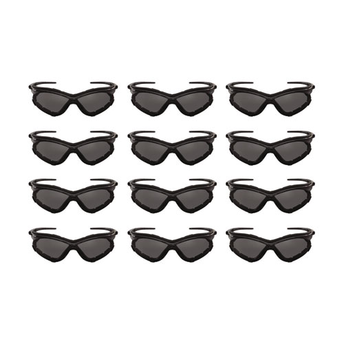 V30 Nemesis Foam Safety Glasses, Black Nylon Frame, Smoke Polycarbonate Lens, 12/Carton