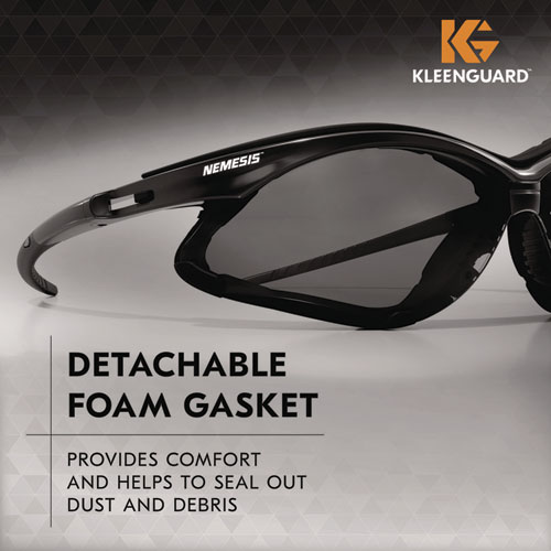 V30 Nemesis Foam Safety Glasses, Black Nylon Frame, Smoke Polycarbonate Lens, 12/Carton