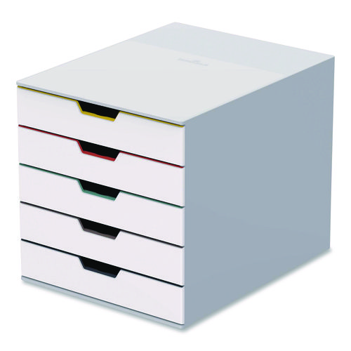DURABLE VARICOLOR MIX 5 Drawer Desktop Storage Box, White/Multicolor