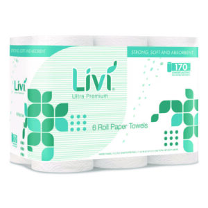 Kitchen Roll Towel, 2-Ply, 5" x 11", White, 6 Rolls/Pack, 4 Packs/Carton