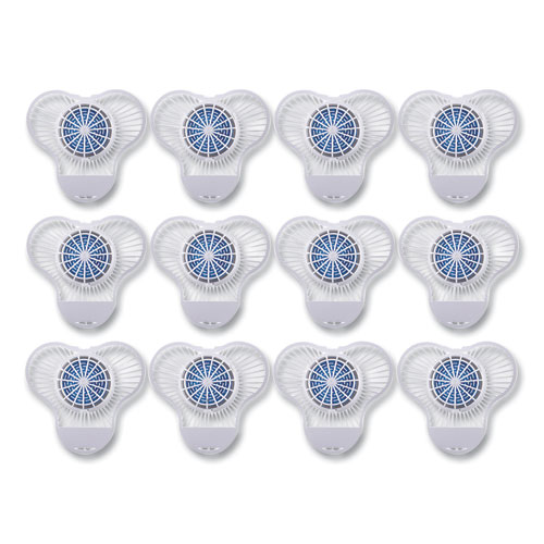 Urinal Screen with Non-Para Deodorizer Block, Green Apple Scent, 3.25 oz, Blue/White, 12/Box
