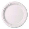 Nourish Molded Fiber Tableware, Compostable, Plate, Sugarcane, 10" dia, White, 500/Carton