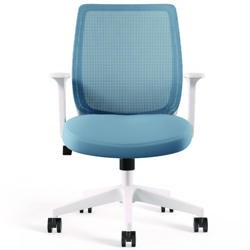 Wessex Ergonomic Fabric Mesh Swivel Task Chair, Up to 275 lb, 17.09 to 20.83 Seat Height, Seafoam Seat/Back, White Base