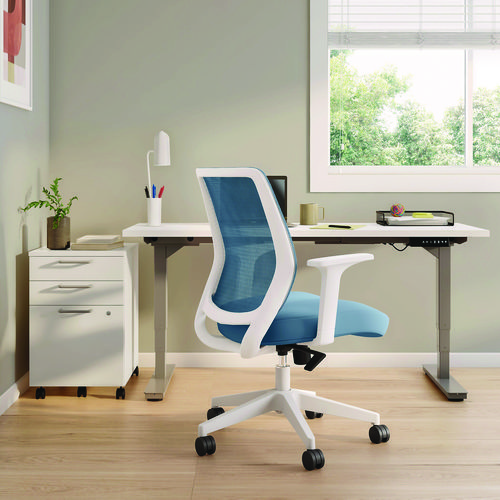 Wessex Ergonomic Fabric Mesh Swivel Task Chair, Up to 275 lb, 17.09 to 20.83 Seat Height, Seafoam Seat/Back, White Base