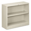 Metal Bookcase, Two-Shelf, 34.5w x 12.63d x 29h, Light Gray