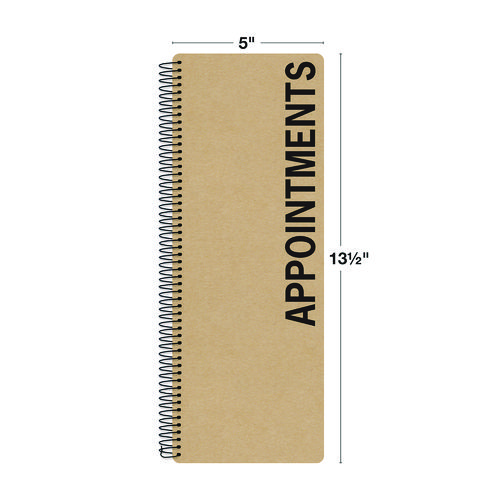 Daily Appointment Book, 13.5 x 5, Brown Cover, Undated, 2/Pack